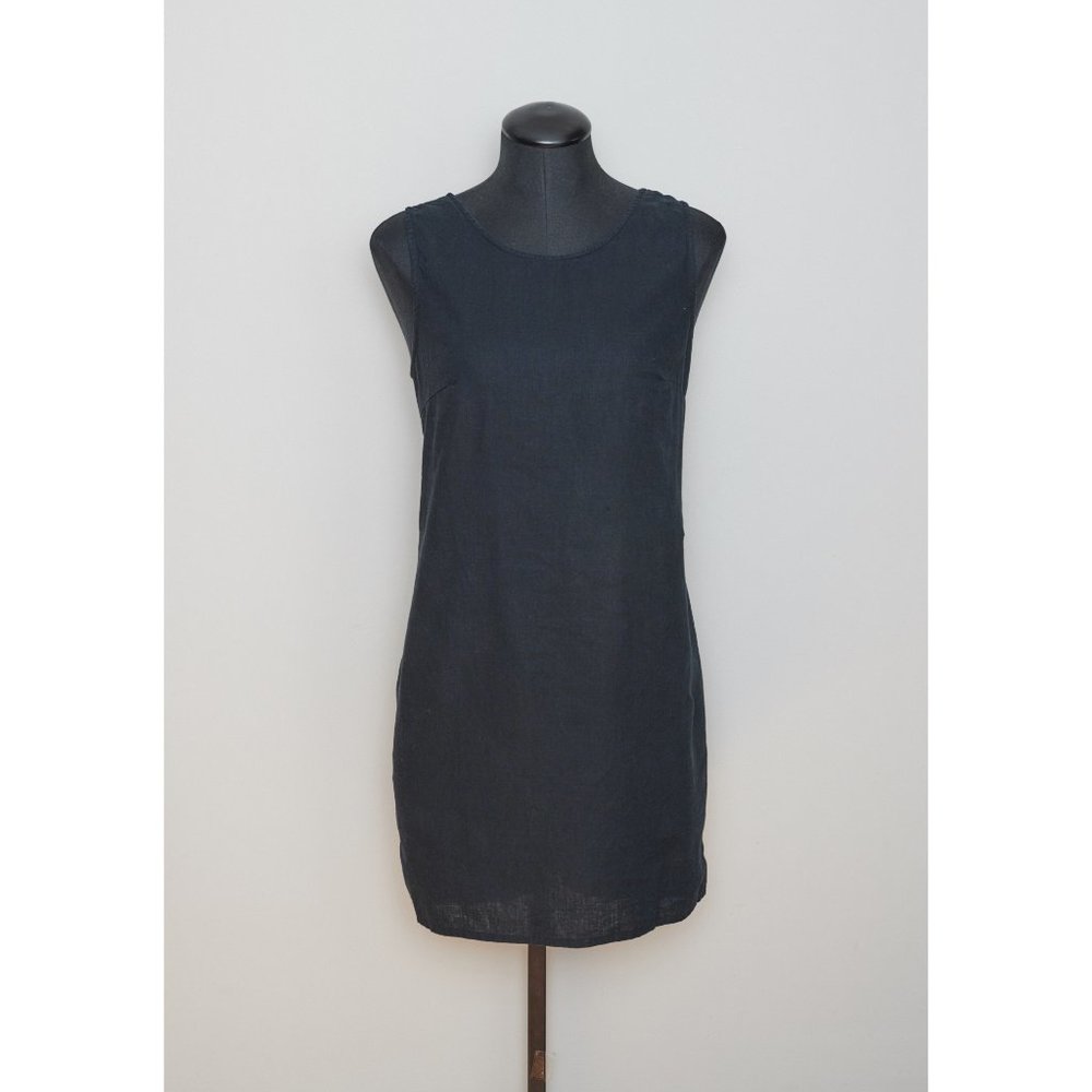 Vintage Black Linen Shift Dress